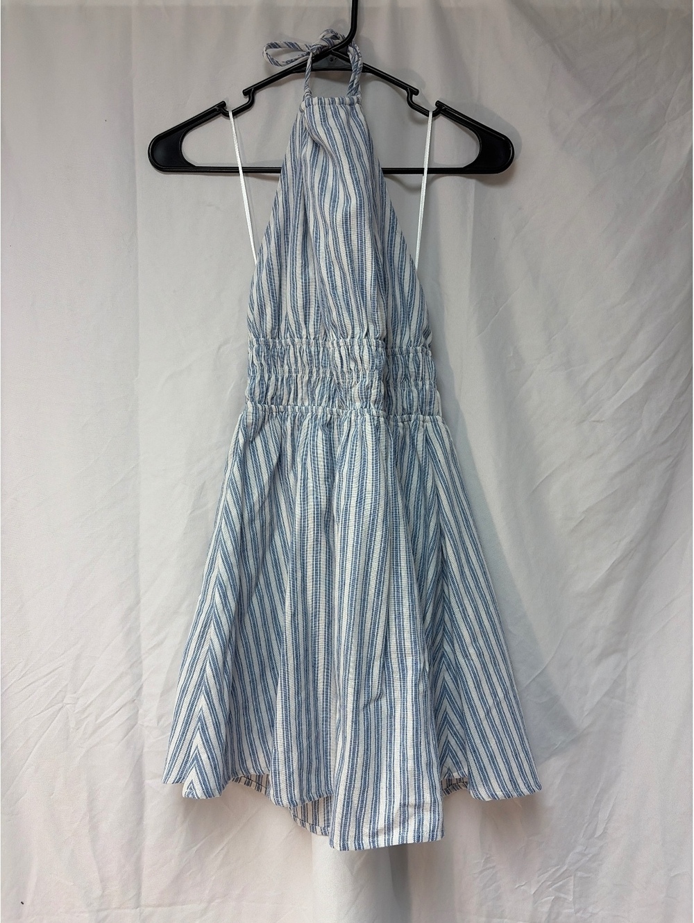 Blue and White Striped Halter Dress Size Small